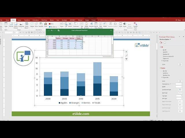 PPT Design Tip: Stacked Bar Chart Totals Based on Real Data