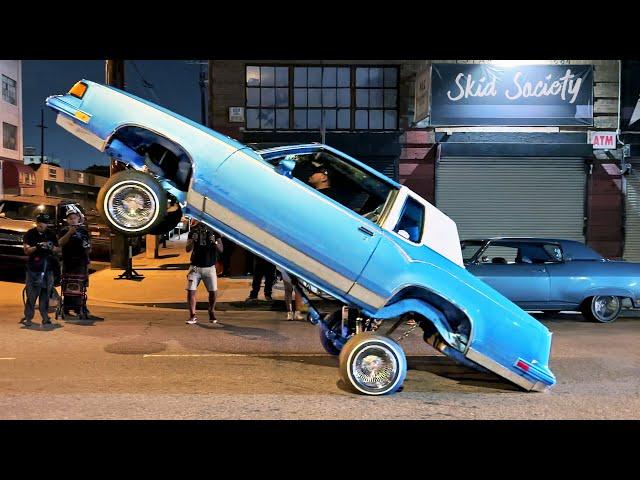 Lowrider Cars Hopping Bouncing & Cruising in Downtown Los Angeles California Classic Car Show!