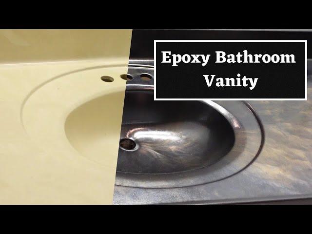 Refinishing a Bathroom Vanity Top Using Epoxy || Updating My Cultured Marble Vanity