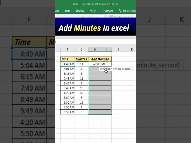 How to add minutes in excel