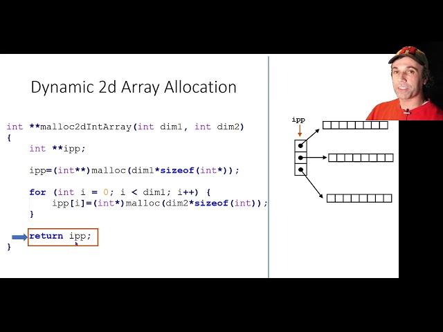 Dynamic 2d array allocation and deallocation in C