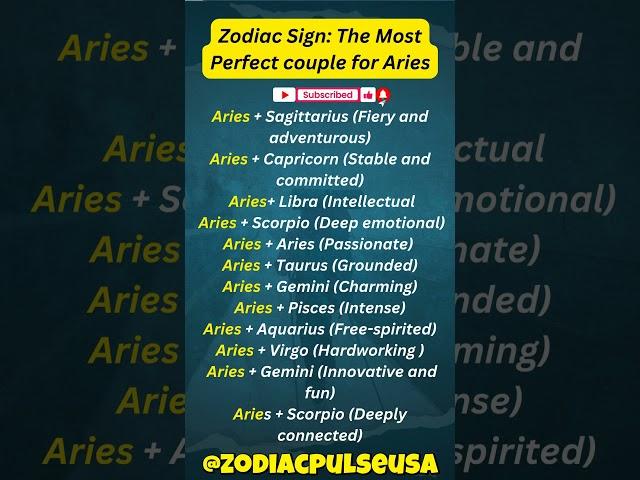 Zodiac Signs: The Most Perfect Couple for Aries  #shorts #ytshorts