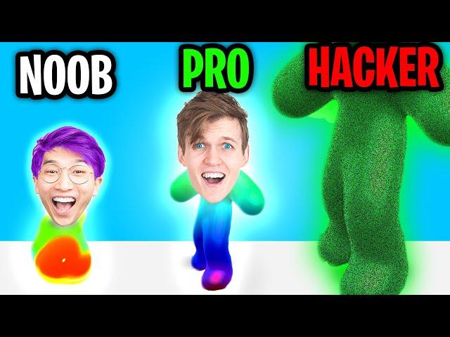 Can We Go NOOB vs PRO vs HACKER In BLOB RUNNER 3D!? (SUPER SATISFYING APP GAME!)