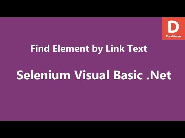 Selenium Visual Basic .Net Find Element by Link Text