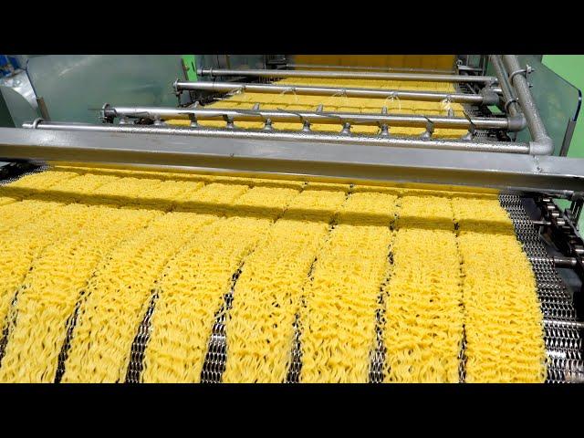 Mass production process of Korean instant noodles enjoyed by people all over the world