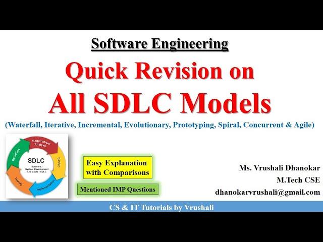 SE 12 : All SDLC Models Revision | Software Engineering Full Course