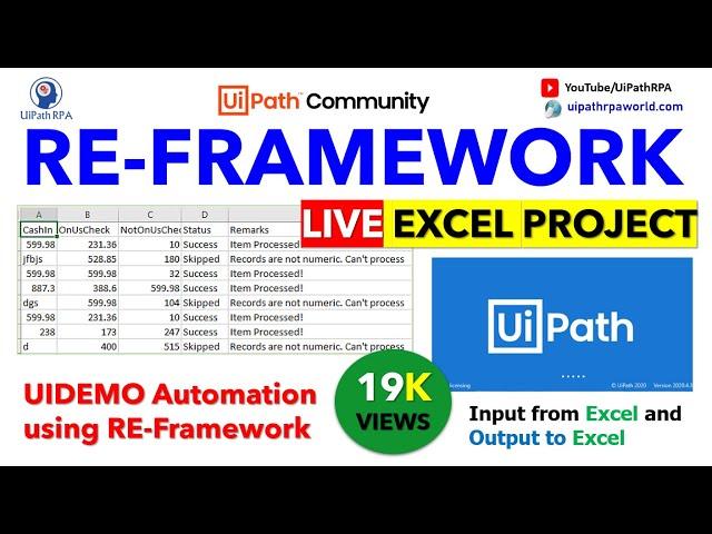 RE-Framework Live Excel Project UiPath | Input and Output From/To Excel | UiPath RPA