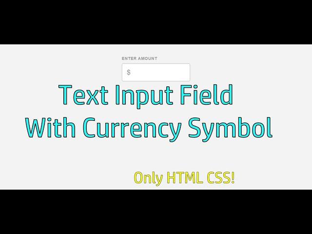 Text Input Field With Currency Symbol using HTML & CSS