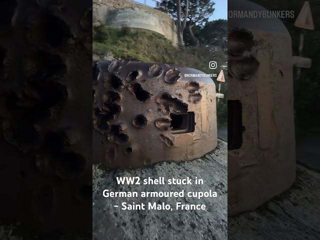 WW2 shell stuck in armoured bunker cupola at Saint Malo, Brittany, France #normandybunkers #ww2