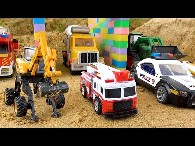 Construction vehicles transformers with car garage toys