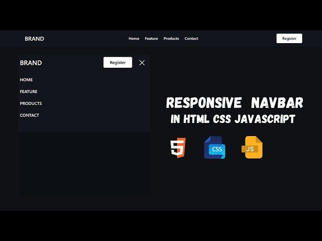 Responsive Navigation Bar with HTML CSS & JavaScript