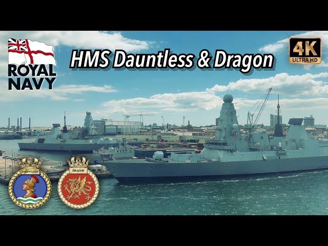 Royal Navy HMS Dauntless (D33) & HMS Dragon (D35) Type 45 Air Defence Destroyers in Portsmouth, UK