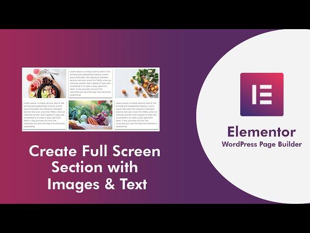 How to create an awesome full screen section with Elementor builder