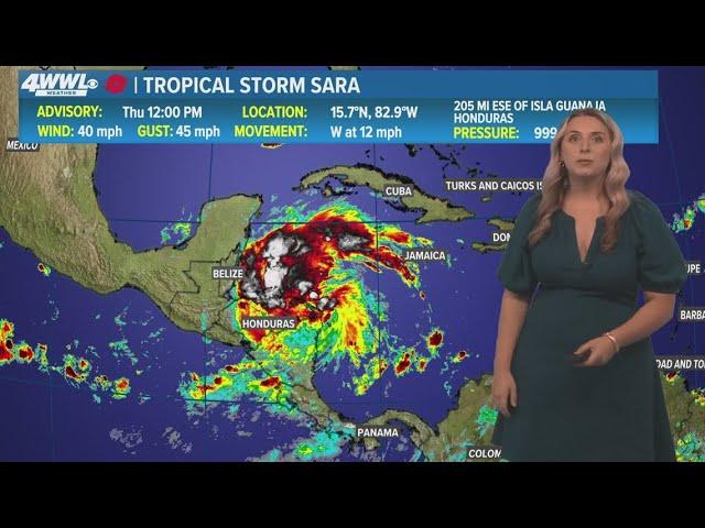 12 PM Tropical Update: Tropical Storm Sara will linger in western Caribbean this weekend