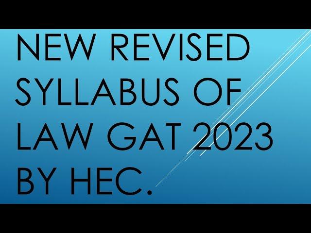 New syllabus of law gat 2023 by HEC