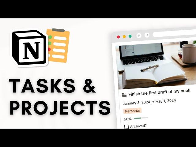 CREATE a Project & Task Manager with progress bars | Free Notion Template + EASY Tutorial