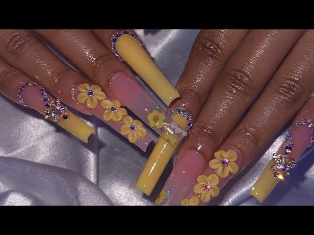 Yellow summer nails  | acrylic nail tutorial for beginners