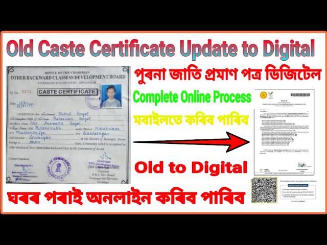 Old Caste Certificate Update Digital in Assam 2023