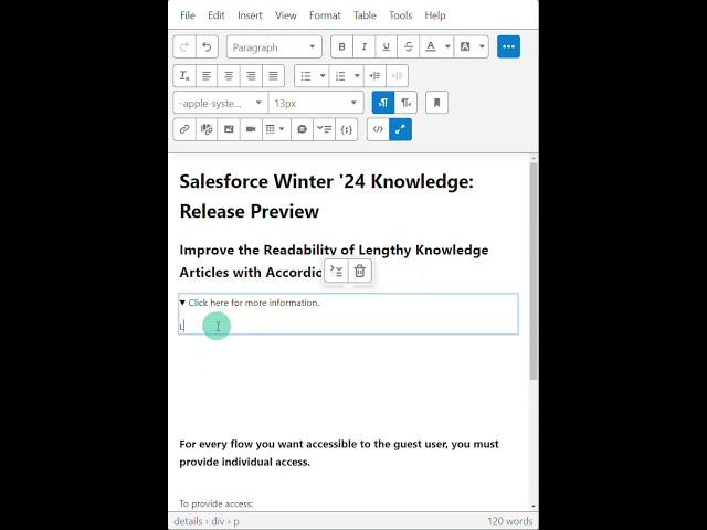 Salesforce Winter '24 Knowledge: Accordion Feature, Release Preview