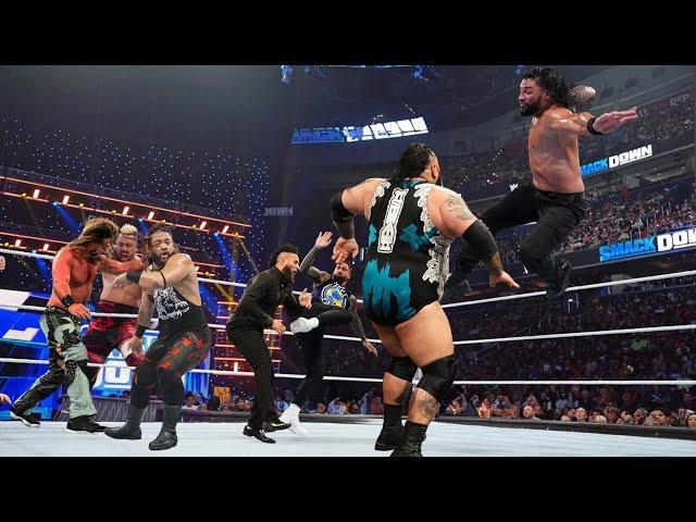 Roman Reigns attacks Bronson Reed and Jacob Fatu with Superman Punch WWE The Bloodline vs The OTC