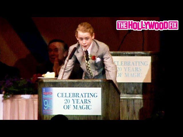 Macaulay Culkin From Home Alone Climbs Up On The Podium To Speak At The 1994 Warner Bros. Luncheon