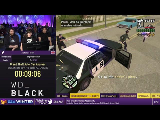 Grand Theft Auto: San Andreas [Any% (No 3rd party FPS cap)] by Joshimuz - #ESAWinter23