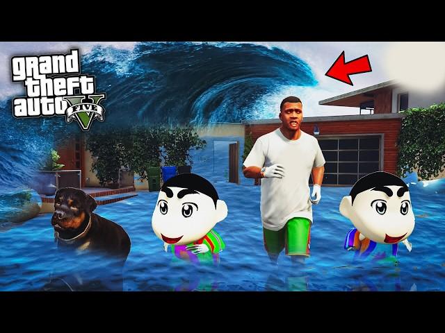 GTA 5: Shinchan And Pinchan Surviving TSunami|Franklin Save Life