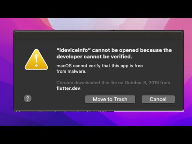 Cannot Be Opened Because The Developer Cannot Be Verified On macOS