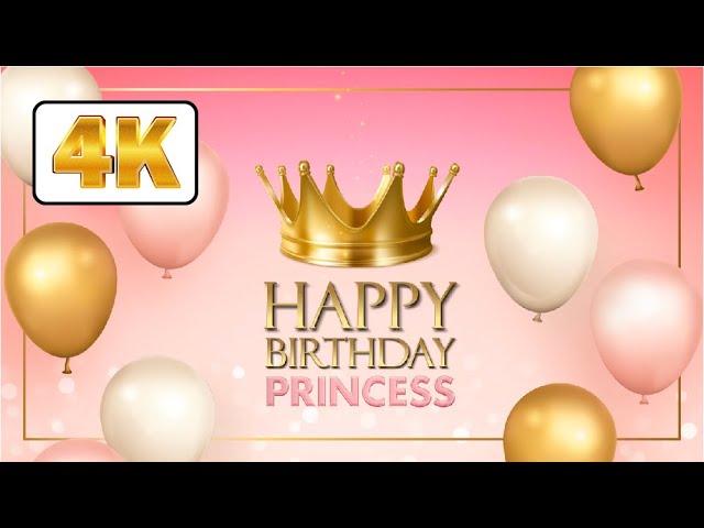 Princess birthday background video with balloons in gold pink white HD 4K