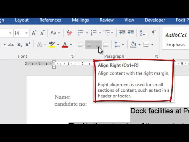 Text alignment -left, centre, right and justify text in Microsoft word