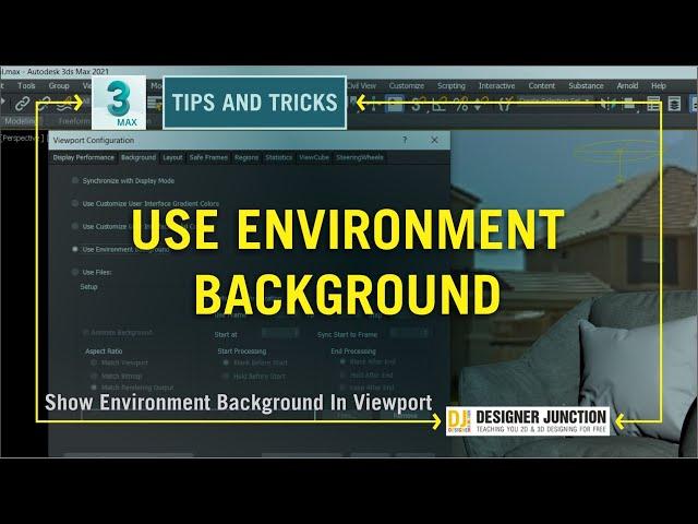 Use Environment Background 3ds Max || How to show HDRI in Viewport 3ds Max 2021