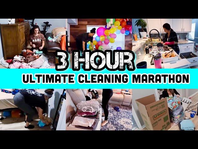 *ULTIMATE* 3 HOUR CLEANING MOTIVATION MARATHON | SPEED CLEAN WITH ME | DECLUTTER, ORGANIZE + PACKING