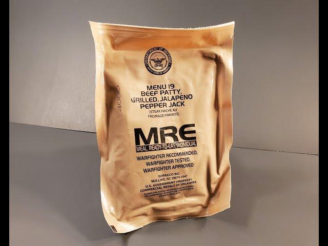 2024 US MRE Jalapeno Pepperjack Beef Patty Review Meal Ready to Eat Taste Testing