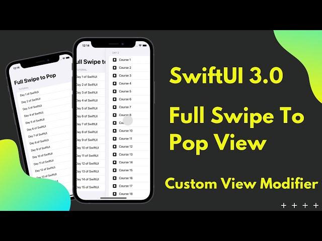 SwiftUI 3.0 - Full Swipe To Pop View - Custom View Modifier / Builder - Xcode 13 - WWDC 2021