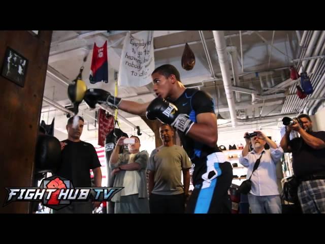 Felix Verdejo shadow boxing and bag workout