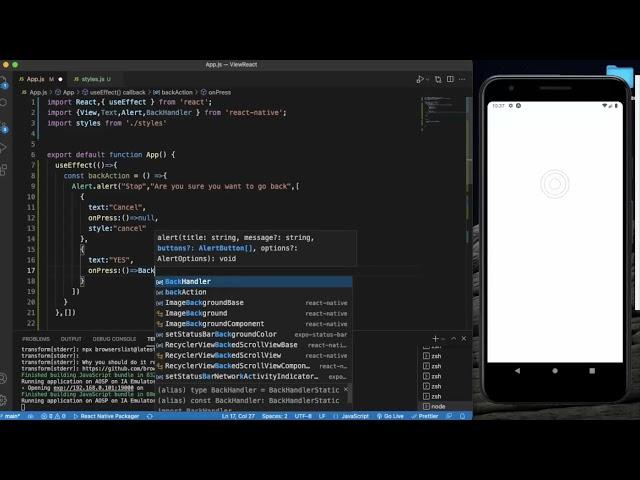 React Native Tutorial 46 - BackHandler - React Native