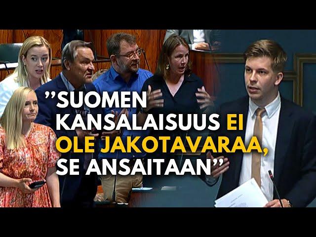 Vasemmisto tulistuu kansalaisuuden saamisen ehtojen tiukennuksista – koko keskustelu eduskunnassa