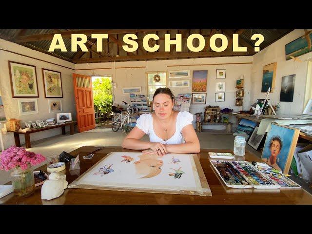 Is ART SCHOOL worth it: watercolour portrait paint with me