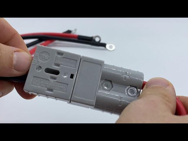 Batterie Stecker 50A 8AWG Kabel 50 cm konfektioniert Rot und Schwarz mit Kabelschuh M6