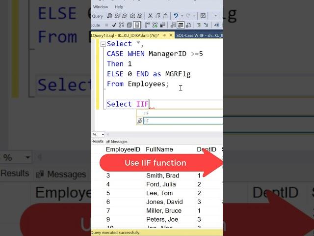 SQL | IIF Function | Learn a Shorthand for CASE #shorts