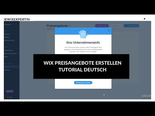 Wix.com Akademie | Wix Preisangebote erstellen | Tutorial deutsch