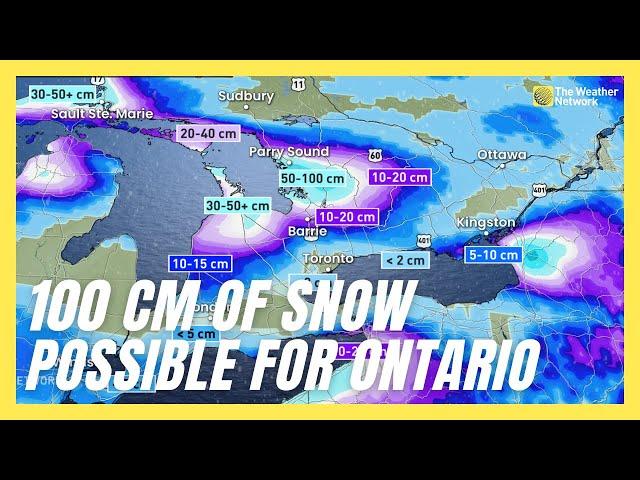 Up to 100 cm of Snow Possible as Intense Snow Squalls Begin In Ontario | #foreacst