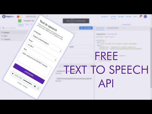 Free Text to Speech API || Build Text to Speech App