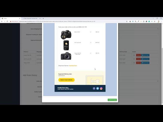 Opencart order shipment tracking info extension 4.x.x - Video Demonstration