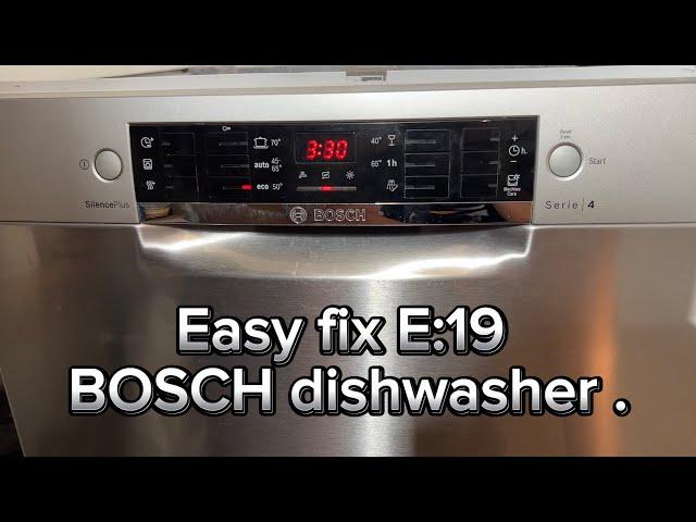 Easy fix error E:19 BOSCH dishwasher , series 4 , quick change of magnetic valve . Fehler 19 . E19 .