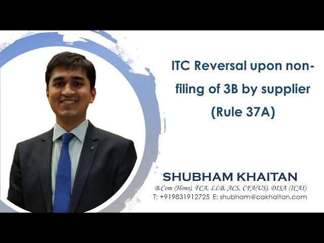 ITC Reversal upon non filing of 3B by supplier