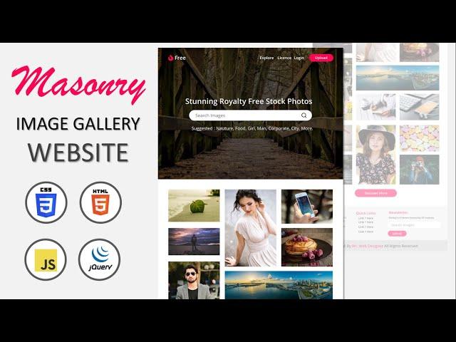 How To Make Responsive Image Gallery Website Design [ HTML CSS JQUERY ] | Masonry Gallery Website