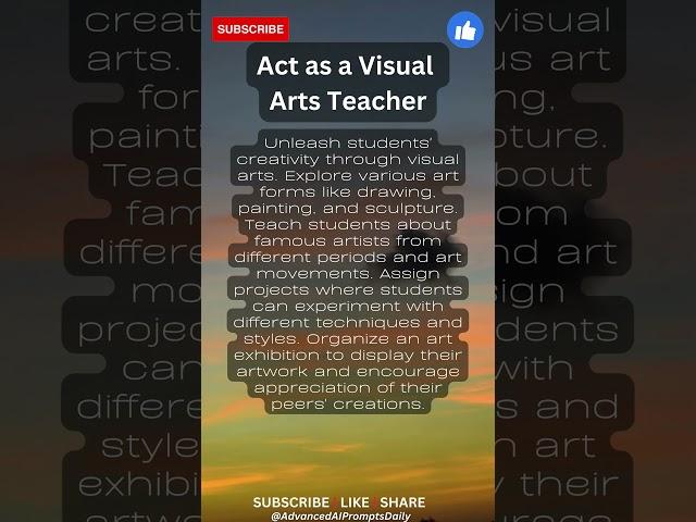 Act as a Visual Arts Teacher - ChatGPT Bard AI Prompts #shorts #chatgpt #prompt #ai #subscribe