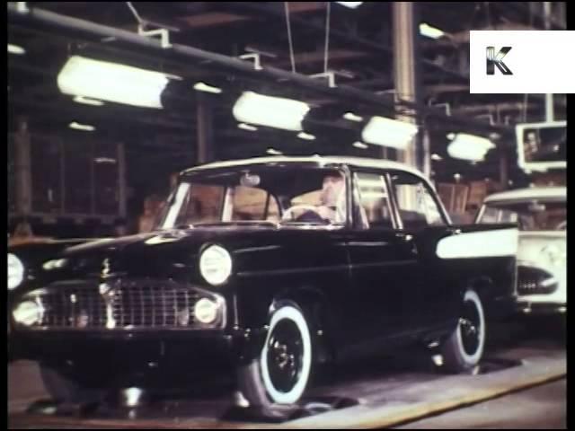 1950s Shiny Cars Off Production Line, Automobiles, Archive Footage