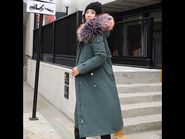 Fashion Long Detachable Lamb Hair Liner Parker Cotton Jacket Coat New Warm Women-s Winter Jackets